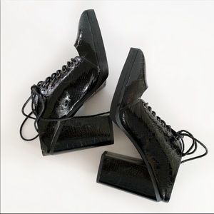 ASOS Overhead Lace Up Pointed Toe Block Heel Mules